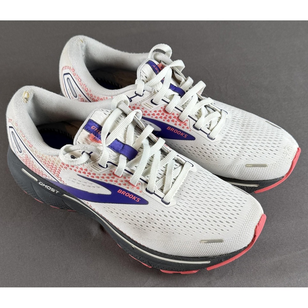Brooks Shoes Womens Size 9.5 White Mesh Ghost 14 Running Sneakers Athletic